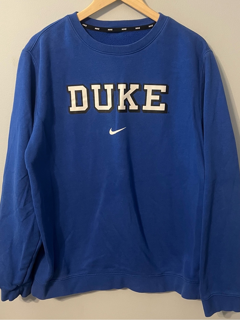 Duke Blue Devils NIKE Crewneck Men’s XL Royal Blue Fleece Sweatshirt NCAA